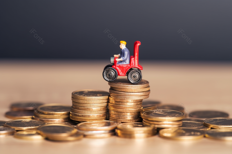 休闲养老金融安全骑着车子在钱币上行驶,高清,摄影图,摄影图片,图片大全,摄影图免费下载